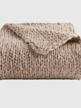 Quince Chunky Hand Knit Wool Throw Neutral NWT